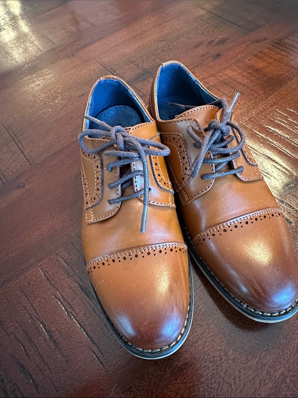 Kids Cap-Toe Derby in Cognac Brown